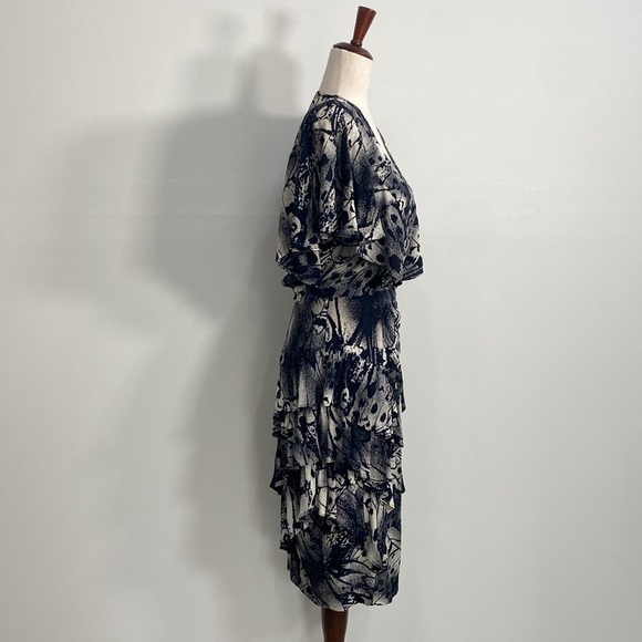 Vintage 80's Dress Flutter Sleeves Threes Company Style Women's 6 - Picture 3 of 14